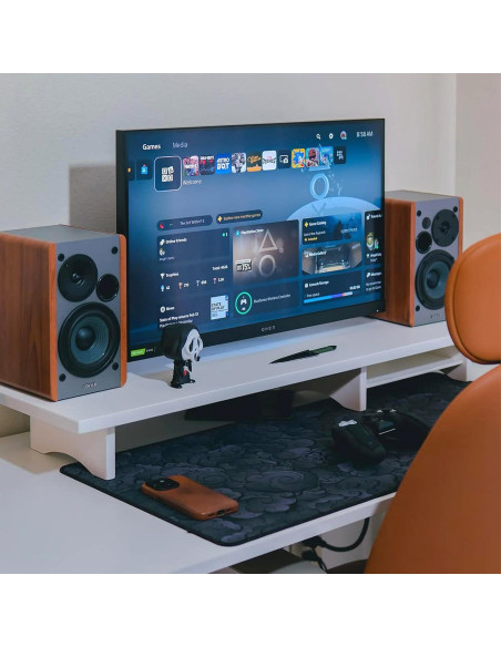 Soporte Doble Monitor ROCDEER de Bambú Blanco 100 cm 136 kg