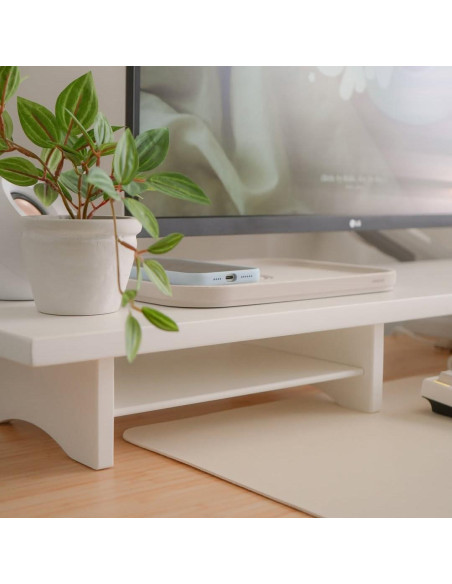 Soporte Doble Monitor ROCDEER de Bambú Blanco 100 cm 136 kg