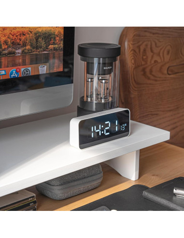 Soporte Doble Monitor ROCDEER de Bambú Blanco 100 cm 136 kg