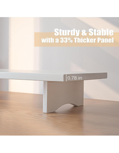 Soporte Doble Monitor ROCDEER de Bambú Blanco 100 cm 136 kg