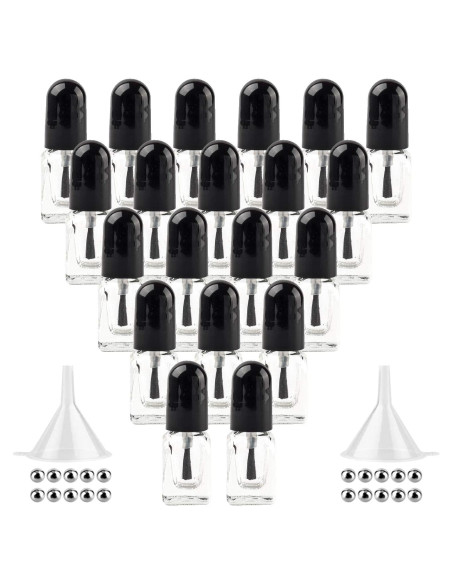 GTHER 20 Botellas Vacías de Vidrio para Esmalte de Uñas 3ML GTHER 20 Botellas Vacías de Vidrio para Esmalte de Uñas 3ML