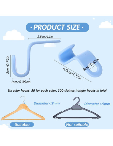 Ganchos Conectores para Perchas Fumete 300 Pcs Ahorra Espacio