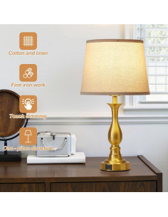 Lámpara de Mesa de Noche Lauag L901 con Carga USB-C y USB-A 2