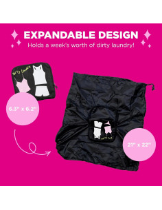 Bolsa de Lavandería de Viaje Miamica Negra Expandible 53.3x55.9cm 2
