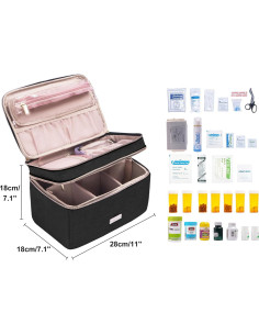 Bolsa de Almacenamiento de Medicamentos Lexeeco Negra 30.5x19.3 cm 2