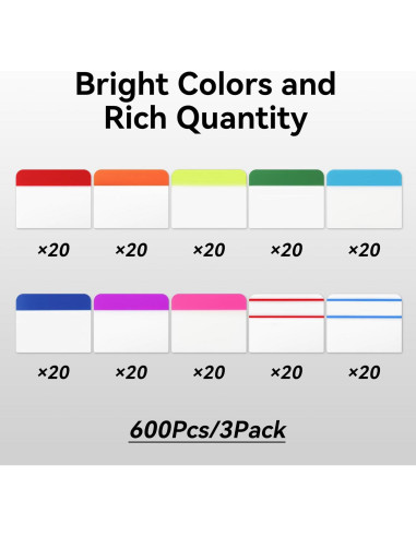 600 Pestañas Adhesivas Tecreddy 5.08 cm Multicolor Reposicionables