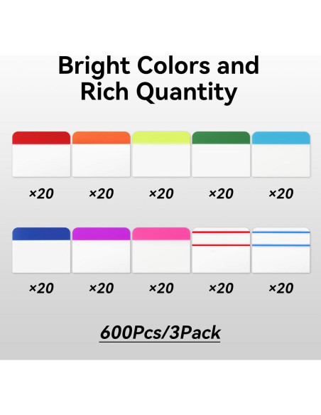 600 Pestañas Adhesivas Tecreddy 5.08 cm Multicolor Reposicionables