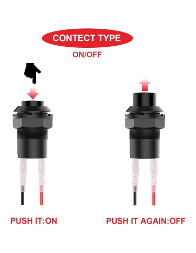 10 Pcs Interruptor de Botón Auto-bloqueante MKBKLLJY 12mm Negro