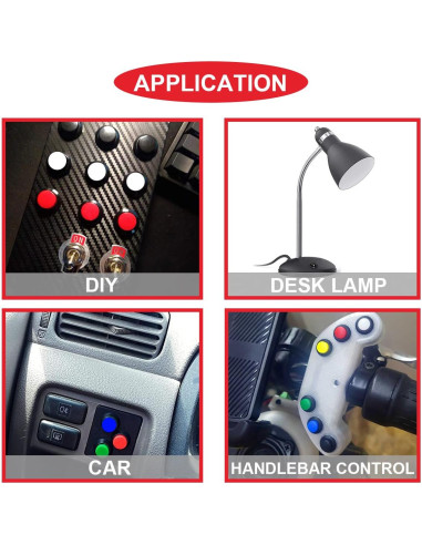 10 Pcs Interruptor de Botón Auto-bloqueante MKBKLLJY 12mm Negro