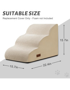 Funda de Reemplazo AODISMAN para Escaleras de Perro 3 Pasos Beige 2