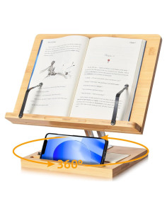 Soporte ajustable para libros Wishacc con base giratoria 360