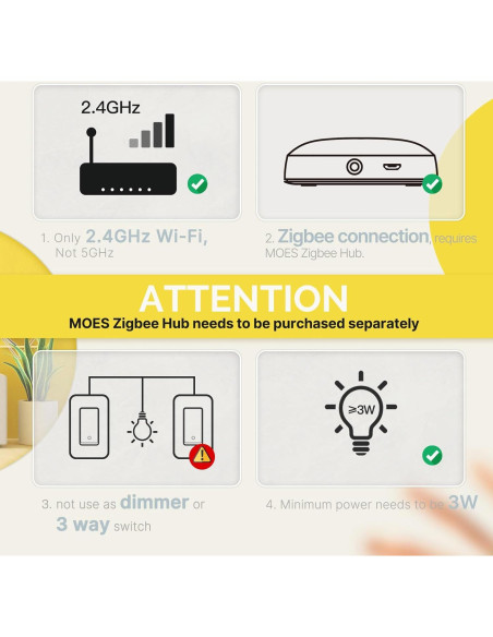 Interruptor Inteligente Zigbee MOES 1 Gang Blanco 2da Gen