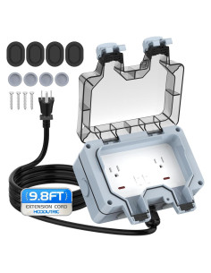 Caja de Salida de Energía Exterior Hoodutric IP66 2 Salidas 15A