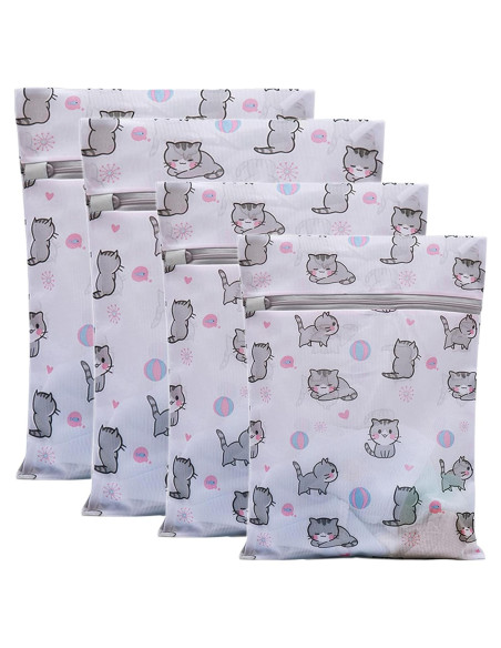 Bolsas de Lavandería de Malla Xducom - 4 Piezas con Gato