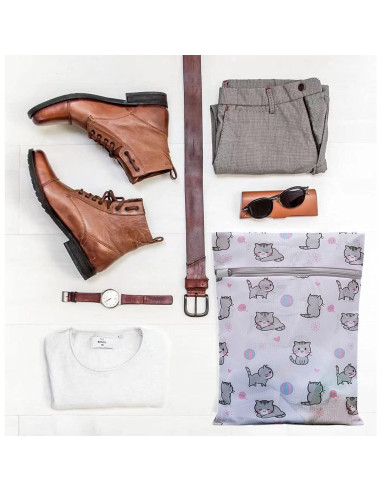 Bolsas de Lavandería de Malla Xducom - 4 Piezas con Gato