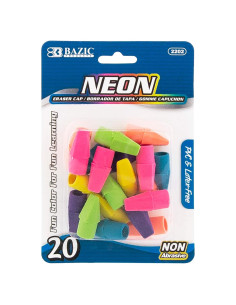Borradores de Lápiz BAZIC 20 Unidades Color Neón Sin Látex