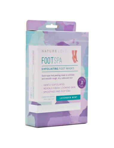 Máscara Exfoliante para Pies Nature Love Menta Lavanda 3 Pares