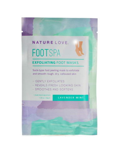 Máscara Exfoliante para Pies Nature Love Menta Lavanda 3 Pares