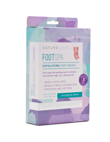 Máscara Exfoliante para Pies Nature Love Menta Lavanda 3 Pares