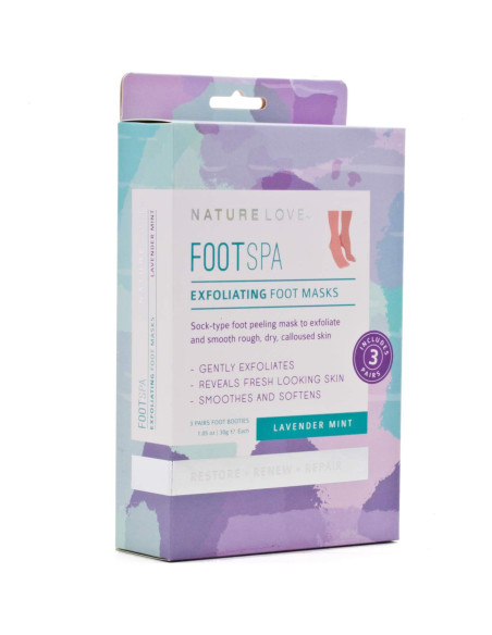 Máscara Exfoliante para Pies Nature Love Menta Lavanda 3 Pares