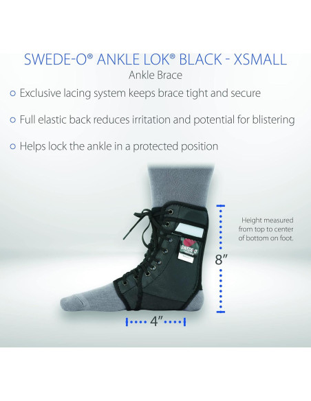 Férula de Tobillo Swede-O Ankle Lok Negra X-Pequeña