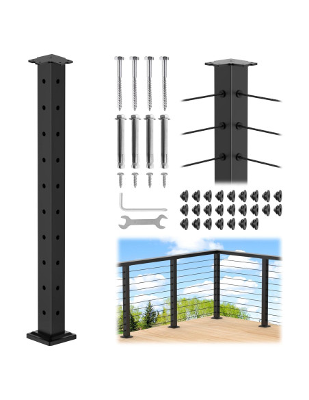 Poste de Esquina para Barandilla de Cable CKE CP02 36"
