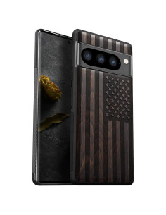 Funda de Madera Carveit para Pixel 8 Pro - Bandera Americana