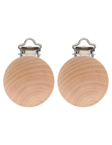 10 Clips de Suspensión para Chupete de Madera Natural - 4.29x2.99cm
