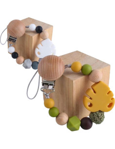 10 Clips de Suspensión para Chupete de Madera Natural - 4.29x2.99cm 2
