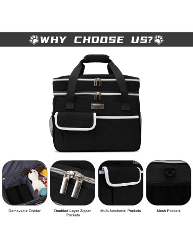 Bolsa de Viaje para Mascotas BAGLHER Doble Capa Negra 38x19x28cm