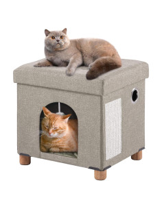 Casa para Gatos Plegable Beige Zhiyaqingmu con Rascador y Pelota