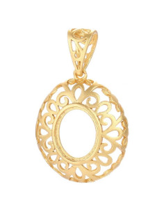 Base Colgante Plata Esterlina 925 Oro Mate 17.5x21.5mm