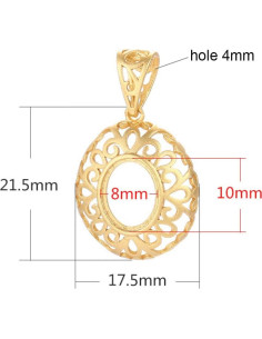 Base Colgante Plata Esterlina 925 Oro Mate 17.5x21.5mm 2