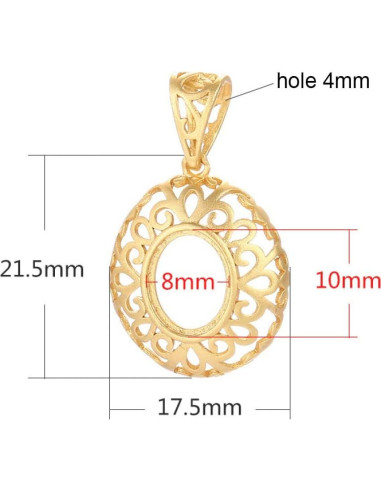 Base Colgante Plata Esterlina 925 Oro Mate 17.5x21.5mm