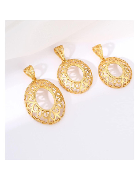 Base Colgante Plata Esterlina 925 Oro Mate 17.5x21.5mm