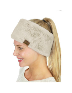 Banda para la cabeza mujer C.C. con forro de sherpa beige 2
