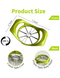 Cortadores de Manzana Herego 2 Piezas Acero Inoxidable 8 Cuchillas 2