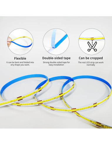 Tira de LED COB 50FT Yeewhale 6000K Regulable con Control Remoto