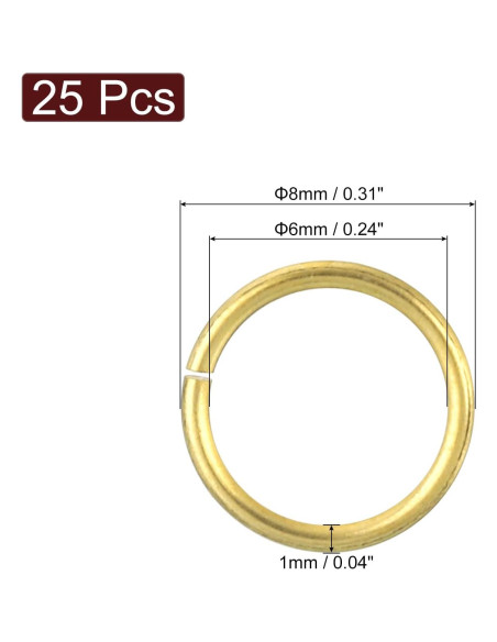 25 Anillos de Salto Abiertos uxcell 8mm Latón Dorado DIY