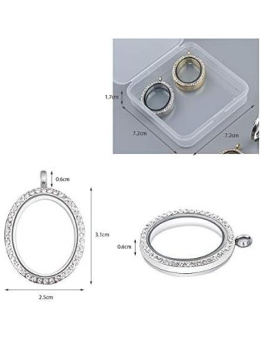 Charm de Foto WANDIC con Rhinestones - 4 Piezas Ovaladas