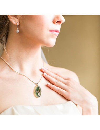 Charm de Foto WANDIC con Rhinestones - 4 Piezas Ovaladas