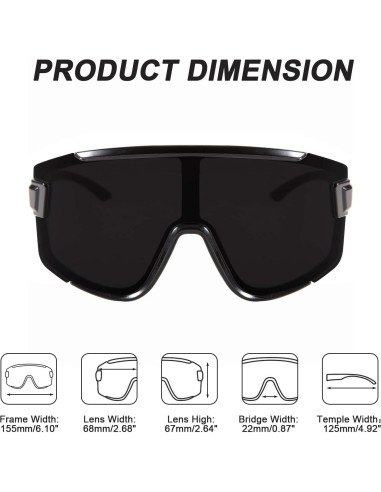 Gafas de sol Karsaer Vision Big Shield Rave unisex retro