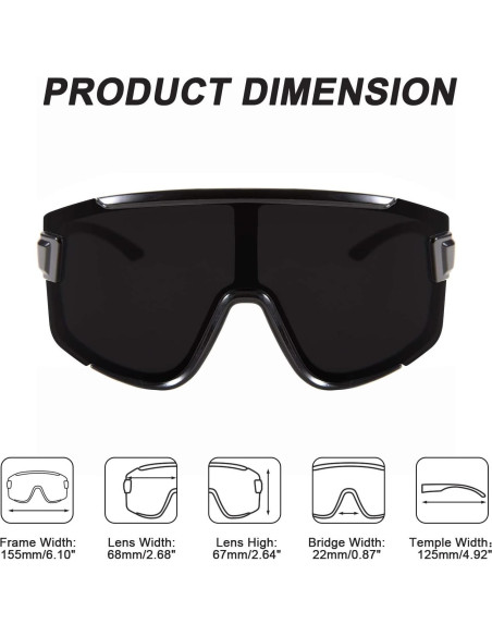 Gafas de sol Karsaer Vision Big Shield Rave unisex retro