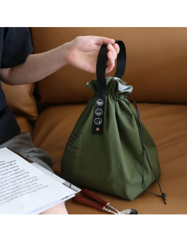 Bolsa de Almuerzo Aislada XINSHUN de Canvas 2L con Cierre de Cuerda