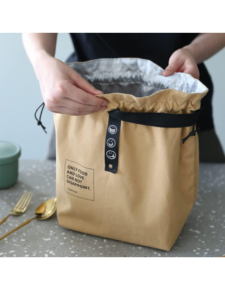 Bolsa de Almuerzo Aislada XINSHUN de Canvas 2L con Cierre de Cuerda