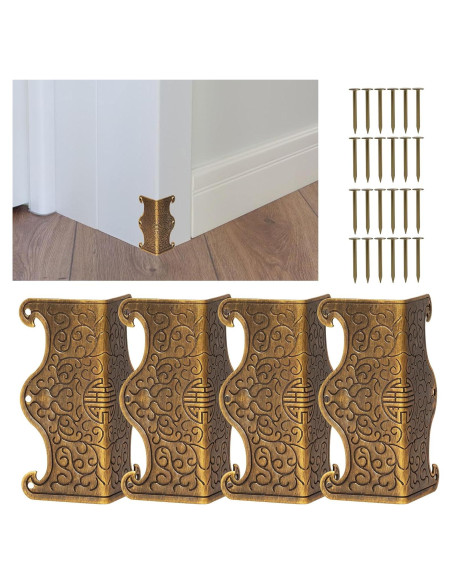4 Protectores de Esquinas de Metal Vintage RFORPLY Bronce 14x5.7cm