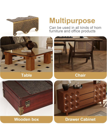 4 Protectores de Esquinas de Metal Vintage RFORPLY Bronce 14x5.7cm