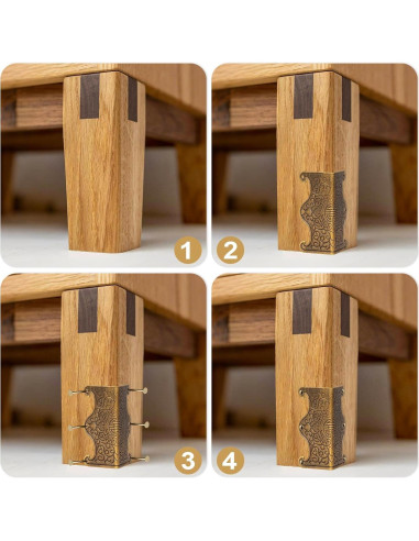 4 Protectores de Esquinas de Metal Vintage RFORPLY Bronce 14x5.7cm