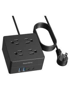 Toma de Corriente 1.5m SUPERDANNY 4 Salidas AC y 4 USB