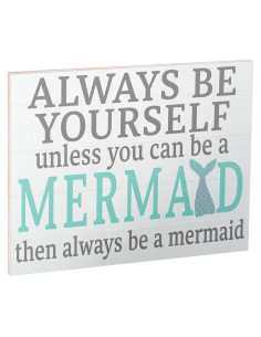 Cartel de Madera JennyGems Siempre Sé una Sirena 18.4x15.2cm